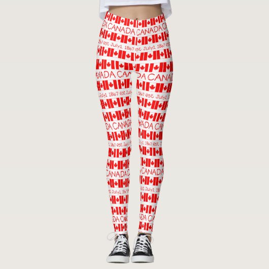 Happy Canada Day Maple Leaf Pattern Funny Leggings (Vorderseite)