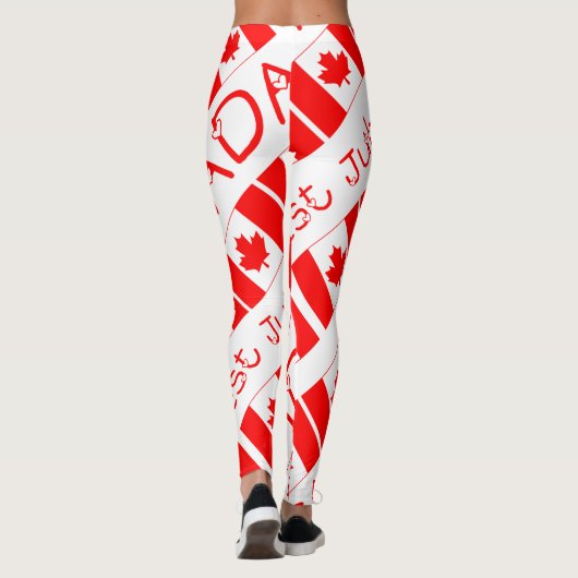 Happy Canada Day Maple Leaf Pattern Funny Leggings (Rückseite)