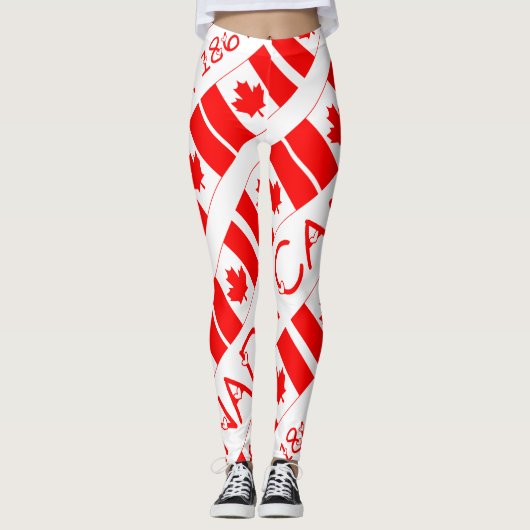 Happy Canada Day Maple Leaf Pattern Funny Leggings (Vorderseite)