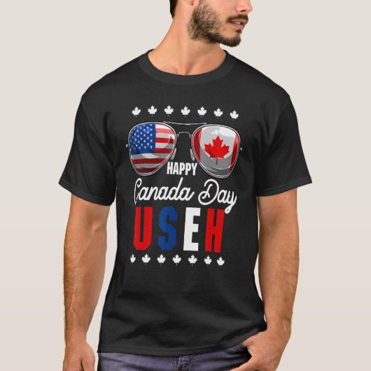 Happy Canada Day mit kanadischer und US-amerikanis T-Shirt (Vorderseite)