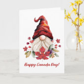 Happy Canada Day mit Whimsical Gnome Maple Leaf Karte (Gelbe Blume)