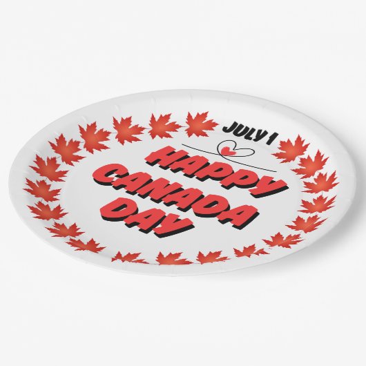 Happy Canada Day Pappteller (Schrägansicht)