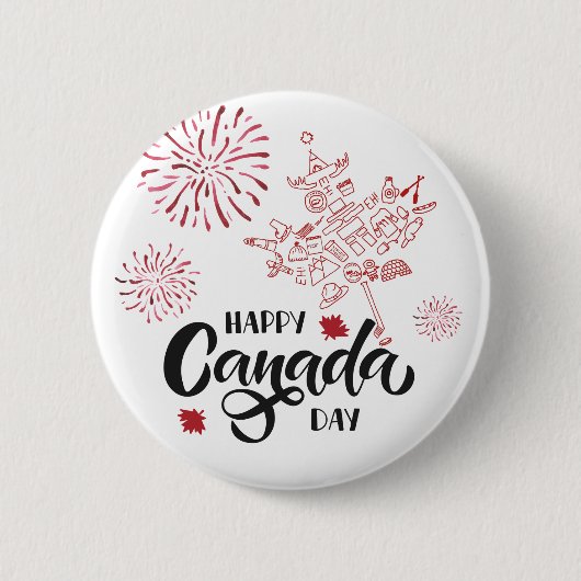 Happy Canada Day Pinback Button (Vorderseite)