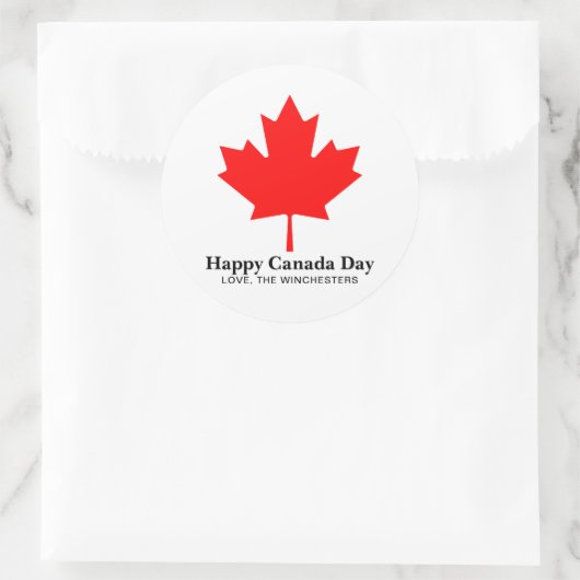 Happy Canada Day Rotes Ahornblatt mit benutzerdefi Runder Aufkleber (Tasche)