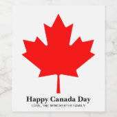 Happy Canada Day Rotes Ahornblatt mit benutzerdefi Weinetikett (Einzelnes Label)