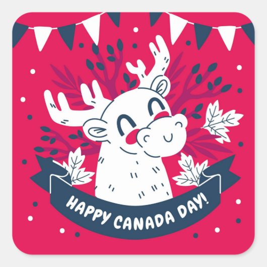 Happy Canada Day Square Sticker (Vorderseite)