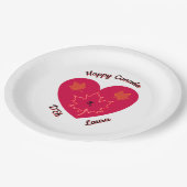 Happy Canada D'Eh Heart, Frog, Ahorn Blätter Pappteller (Schrägansicht)