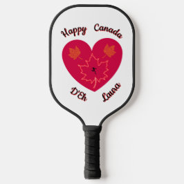 Happy Canada D'Eh Heart, Frog, Ahorn Blätter Pickleball Schläger