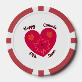Happy Canada D'Eh Heart, Frog, Ahorn Blätter Pokerchips