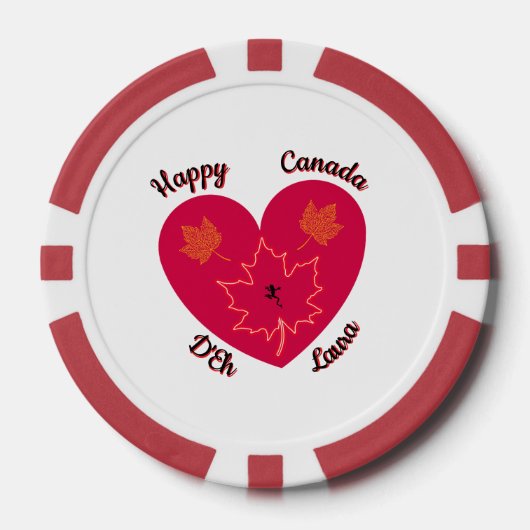 Happy Canada D'Eh Heart, Frog, Ahorn Blätter Pokerchips (Vorderseite)