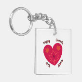 Happy Canada D'Eh Heart, Frog, Ahorn Blätter Schlüsselanhänger (Vorderseite links)