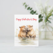 Happy Capy Valentine's day Capabara Liebe Postkarte (Stehend Vorderseite)