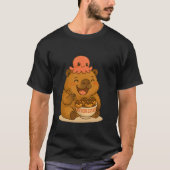 Happy Capybara Eating Takoyaki with Octopus Kawaii T-Shirt (Vorderseite)
