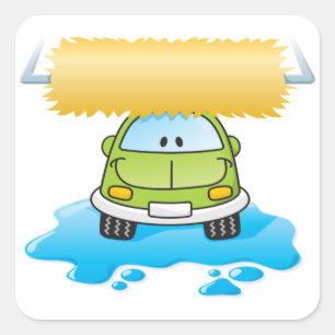 Happy Car Wash Quadratischer Aufkleber