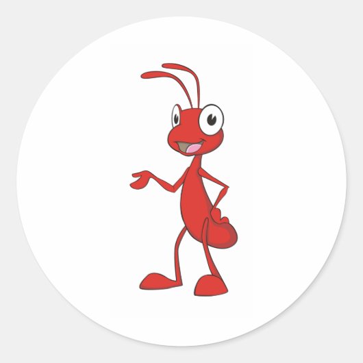 Happy Cartoon Ant Runder Aufkleber (Vorderseite)