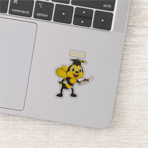 Happy Cartoon bee Abschluss Aufkleber
