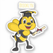 Happy Cartoon bee Abschluss Aufkleber (Vorderseite)