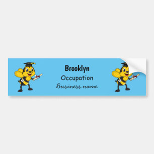 Happy Cartoon bee Abschluss Autoaufkleber