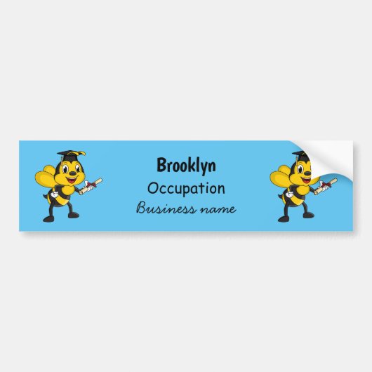 Happy Cartoon bee Abschluss Autoaufkleber (Vorne)