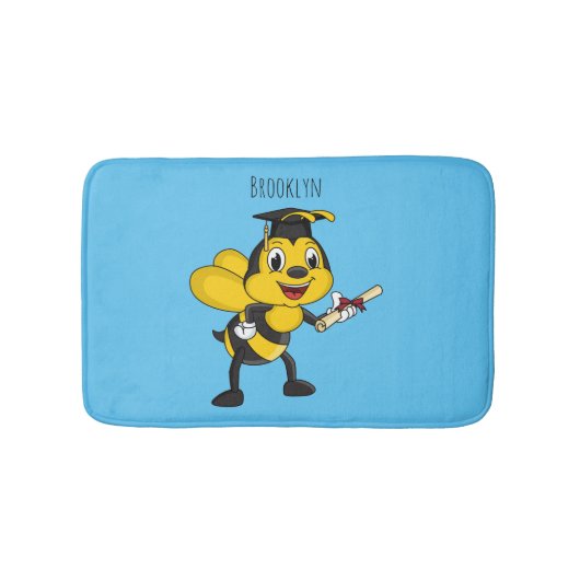 Happy Cartoon bee Abschluss Badematte (Vorderseite)