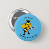 Happy Cartoon bee Abschluss Button (Vorne & Hinten)