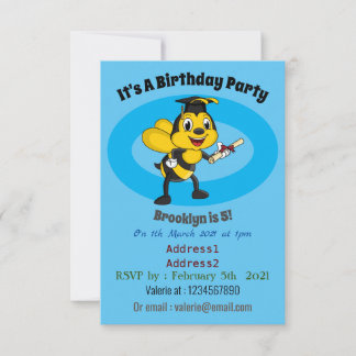 Happy Cartoon bee Abschluss Einladung