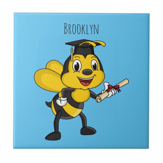 Happy Cartoon bee Abschluss Fliese (Vorderseite)