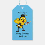 Happy Cartoon bee Abschluss Geschenkanhänger (Rückseite)