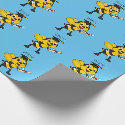 Happy Cartoon bee Abschluss Geschenkpapier (Ecke)
