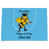 Happy Cartoon bee Abschluss Große Geschenktüte (Vorderseite)