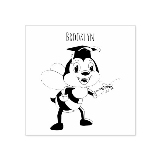 Happy Cartoon bee Abschluss Gummistempel (Prägung)