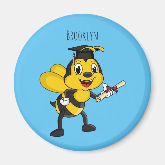 Happy Cartoon bee Abschluss Magnet (Vorne)