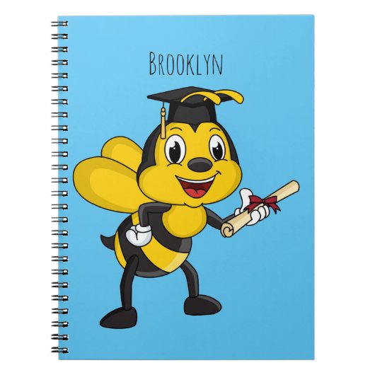 Happy Cartoon bee Abschluss Notizblock (Vorderseite)
