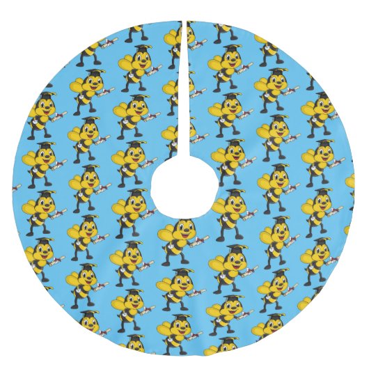 Happy Cartoon bee Abschluss Polyester Weihnachtsbaumdecke (Vorderseite)