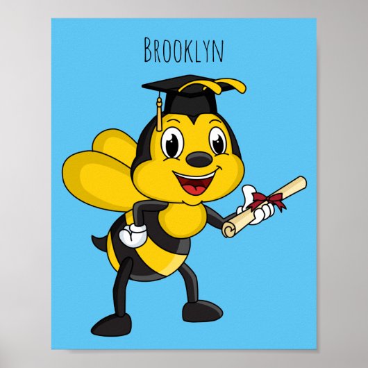 Happy Cartoon bee Abschluss Poster (Vorne)
