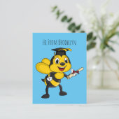 Happy Cartoon bee Abschluss Postkarte (Stehend Vorderseite)