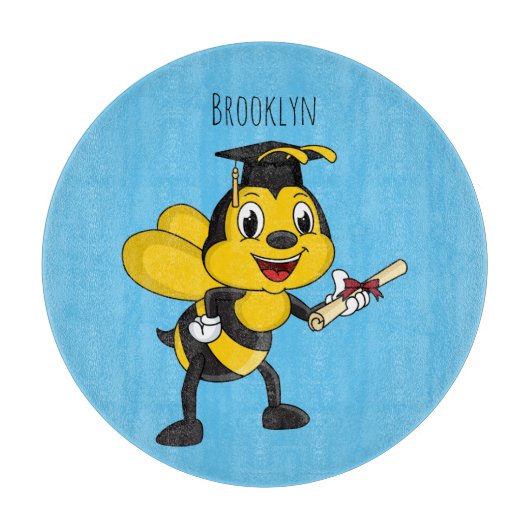 Happy Cartoon bee Abschluss Schneidebrett (Vorderseite)