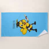 Happy Cartoon bee Abschluss Strandtuch (Vorderseite)