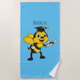 Happy Cartoon bee Abschluss Strandtuch