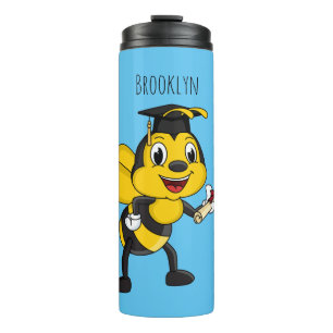 Happy Cartoon bee Abschluss Thermosbecher