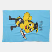 Happy cartoon bee graduation geschirrtuch (Horizontal)