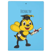 Happy cartoon bee graduation klemmbrett (Rückseite)
