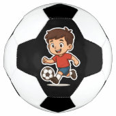 Happy Cartoon Boy Playing Soccer Fußball (Vorderseite)