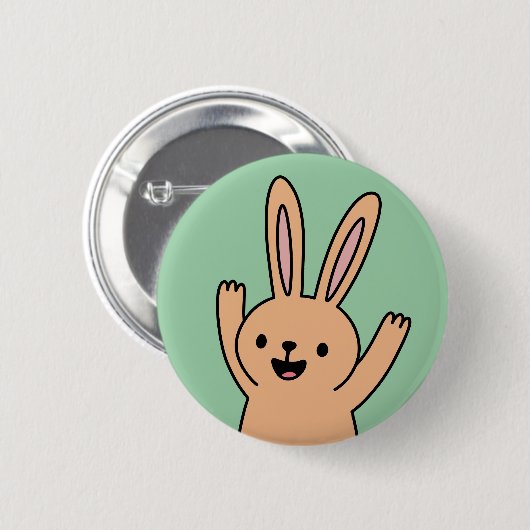 Happy Cartoon Bunny rabbit Button (Vorne & Hinten)