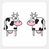 Happy Cartoon Cows Quadratischer Aufkleber (Vorderseite)