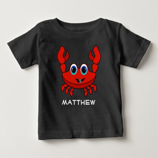 Happy Cartoon Crab Personalisiert Baby T-shirt (Vorderseite)