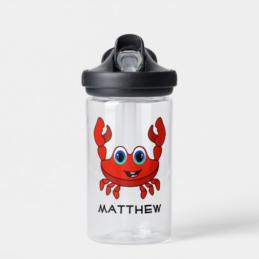 Happy Cartoon Crab Personalisiert Kids Trinkflasche (Vorne)