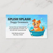 Happy Cartoon Dog in Bath Bubbles | Groomer Visitenkarte (Vorderseite)