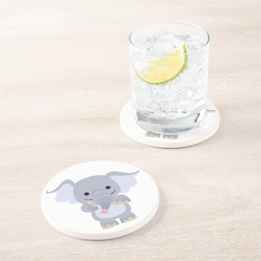 Happy Cartoon Elephant Untersetzer (Seite)