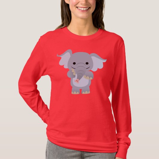 Happy Cartoon Elephant Women T - Shirt (Vorderseite)